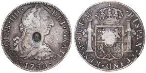 1 Доллар / 8 Реал Соединённое королевство Великобритании и Ирландии (1801-1922) / Новая Испания (1519 - 1821) Серебро Карл IV король Испании (1748-1819) / Георг III (1738-1820)