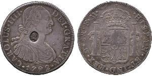 1 Доллар / 8 Реал Соединённое королевство Великобритании и Ирландии (1801-1922) / Новая Испания (1519 - 1821) Серебро Карл IV король Испании (1748-1819) / Георг III (1738-1820)