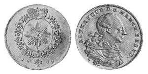 1 Дукат Ансбах (княжество) (1398–1792) Золото Charles Alexander, Margrave of Brandenburg-Ansbach (1736 – 1806)
