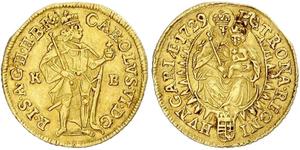 1 Дукат Венгрия (1989 - ) Золото Карл VI император Св. Римской империи (1685-1740)