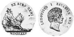 1 Дукат Королевство Бавария (1806 - 1918) Золото Людвиг I (король Баварии)(1786 – 1868)