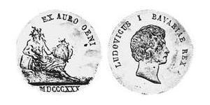 1 Дукат Королевство Бавария (1806 - 1918) Золото Людвиг I (король Баварии)(1786 – 1868)