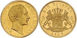1 Дукат Королівство Баварія (1806 - 1918) Золото Максиміліан II (король Баварії)(1811 - 1864)