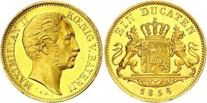 1 Дукат Королівство Баварія (1806 - 1918) Золото Максиміліан II (король Баварії)(1811 - 1864)