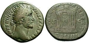 1 Дупондій Римська імперія (27BC-395) Бронза Антоній Пій  (86-161)