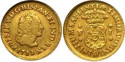 1 Ескудо Нова Іспанія (1519 - 1821) Золото Філіп V король Іспанії  (1683-1746)