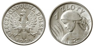 1 Злотий Польська республіка (1918 - 1939) Срібло 