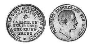 1 Крейцер Великое герцогство Баден (1806-1918) Медь Фридрих I (великий герцог Баденский) (1826 - 1907)