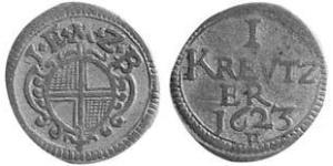 1 Крейцер Ансбах (1398–1792) Срібло Joachim Ernst, Margrave of Brandenburg-Ansbach (1583 – 1625)