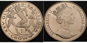 1 Крона(английская) Gibraltar (1704 - )  Елизавета II (1926-2022)