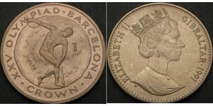 1 Крона(английская) Gibraltar (1704 - )  Елизавета II (1926-2022)