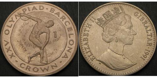 1 Крона(английская) Gibraltar (1704 - )  Елизавета II (1926-2022)