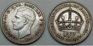 1 Крона(английская) Австралия (1788 - 1939) Серебро Георг VI (1895-1952)