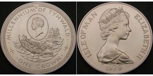 1 Крона(английская) Остров Мэн Серебро Елизавета II (1926-2022)