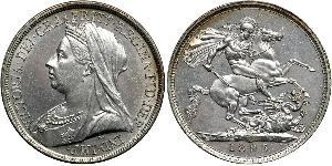1 Крона(английская) Соединённое королевство Великобритании и Ирландии (1801-1922) Серебро Виктория (1819 - 1901)