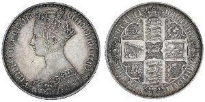 1 Крона(английская) Соединённое королевство Великобритании и Ирландии (1801-1922) Серебро Виктория (1819 - 1901)