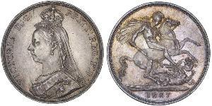 1 Крона(английская) Соединённое королевство Великобритании и Ирландии (1801-1922) Серебро Виктория (1819 - 1901)