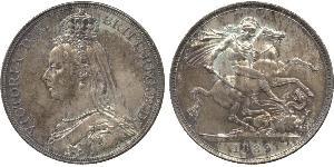 1 Крона(английская) Соединённое королевство Великобритании и Ирландии (1801-1922) Серебро Виктория (1819 - 1901)