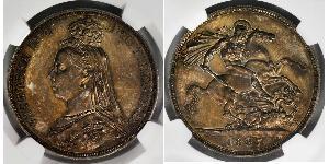 1 Крона(английская) Соединённое королевство Великобритании и Ирландии (1801-1922) Серебро Виктория (1819 - 1901)