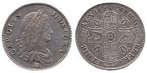 1 Крона(англійська) Королівство Англія (927-1649,1660-1707) Срібло Карл II (1630-1685)