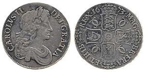 1 Крона(англійська) Королівство Англія (927-1649,1660-1707) Срібло Карл II (1630-1685)