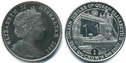 1 Крона Gibraltar (1704 - ) Никель/Медь Елизавета II (1926-2022)