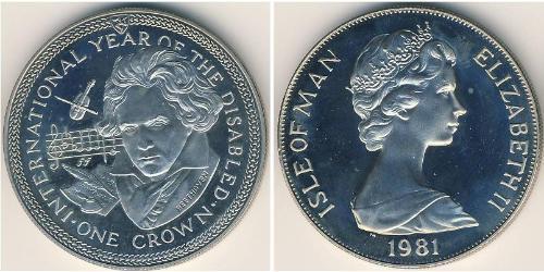 1 Крона Остров Мэн Никель/Медь Елизавета II (1926-2022)