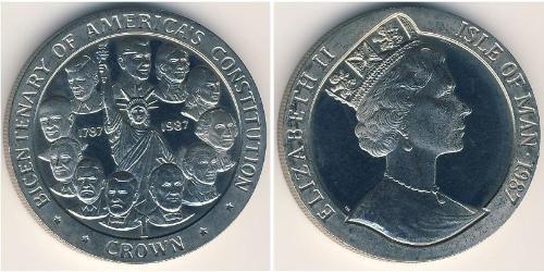1 Крона Остров Мэн Никель/Медь Елизавета II (1926-2022)