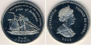 1 Крона Тристан-да-Кунья (острова) Никель/Медь Елизавета II (1926-2022)