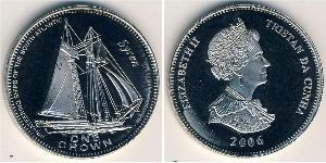 1 Крона Трістан-да-Кунья Нікель/Мідь Єлизавета II (1926-2022)