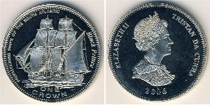 1 Крона Трістан-да-Кунья Нікель/Мідь Єлизавета II (1926-2022)