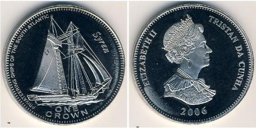 1 Крона Трістан-да-Кунья Нікель/Мідь Єлизавета II (1926-2022)