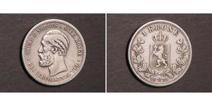 1 Крона United Kingdoms of Sweden and Norway (1814-1905) Серебро Оскар II (1829-1907)