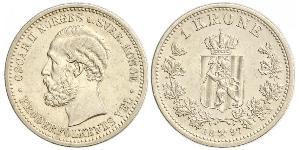 1 Крона United Kingdoms of Sweden and Norway (1814-1905) Серебро Оскар II (1829-1907)