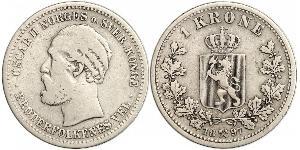 1 Крона United Kingdoms of Sweden and Norway (1814-1905) Срібло Оскар II (1829-1907)