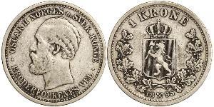 1 Крона United Kingdoms of Sweden and Norway (1814-1905) Срібло Оскар II (1829-1907)