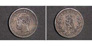 1 Крона United Kingdoms of Sweden and Norway (1814-1905) Срібло Оскар II (1829-1907)