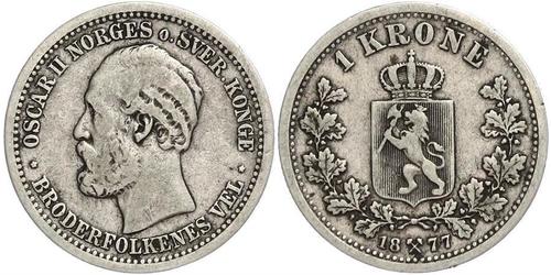 1 Крона United Kingdoms of Sweden and Norway (1814-1905) Срібло Оскар II (1829-1907)