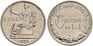 1 Лира Kingdom of Italy (1861-1946) Никель 