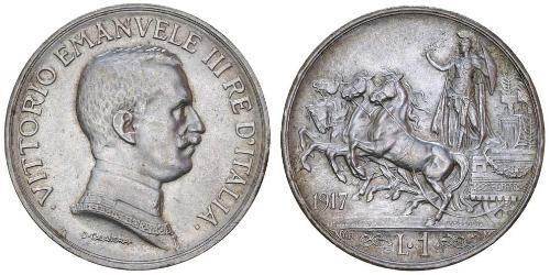 1 Лира Kingdom of Italy (1861-1946) Серебро Виктор Эммануил III (1869 - 1947)