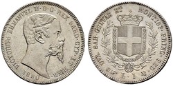 1 Ліра Kingdom of Italy (1861-1946) Срібло Victor Emmanuel II of Italy (1820 - 1878)