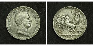 1 Ліра Kingdom of Italy (1861-1946) Срібло Виктор Эммануил III (1869 - 1947)