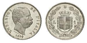 1 Ліра Kingdom of Italy (1861-1946) Срібло Умберто I (1844-1900)