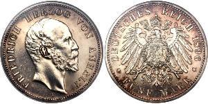 1 Марка Ангальт-Дессау (1603 -1863) Серебро Frederick I, Duke of Anhalt (1831-1904)