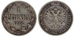1 Марка Великое княжество Финляндское (1809 - 1917) Серебро Александр II (1818-1881)