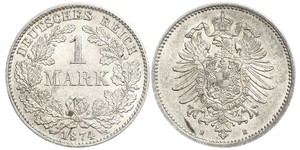 1 Марка Германская империя (1871-1918) Серебро 