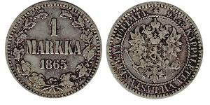 1 Марка Велике князівство Фінляндське (1809 - 1917) Срібло Олександр II (1818-1881)