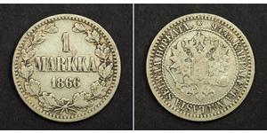 1 Марка Велике князівство Фінляндське (1809 - 1917) Срібло Олександр II (1818-1881)