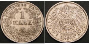 1 Марка Німецька імперія (1871-1918) Срібло Wilhelm II, German Emperor (1859-1941)