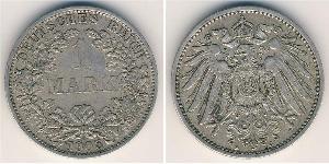 1 Марка Німецька імперія (1871-1918) Срібло Wilhelm II, German Emperor (1859-1941)